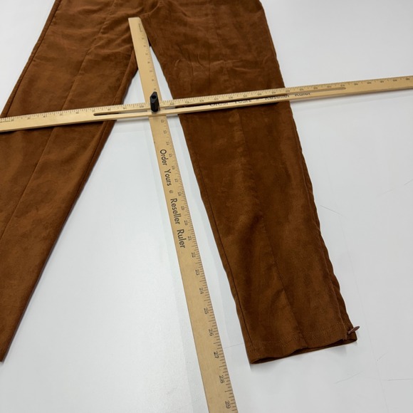 Lulus Pants Womens Medium Brown Dear Friends Vegan Suede High Waisted Zip Ankle - Picture 9 of 9